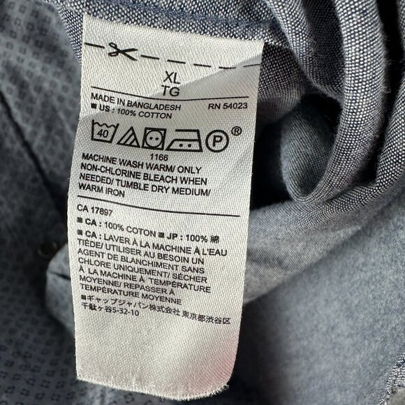 Banana Republic Shirt Mens XL Standard Fit Button Up Blue CottonPrint Pocket - Picture 5 of 7
